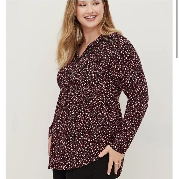 Torrid Emma Babydoll Rayon Slub Lace Trim Tunic Top 6X - Picture 2 of 15